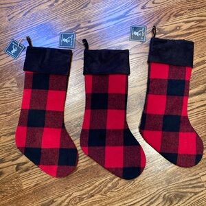 Source Unknown Red and Black Plaid Holiday Stockings